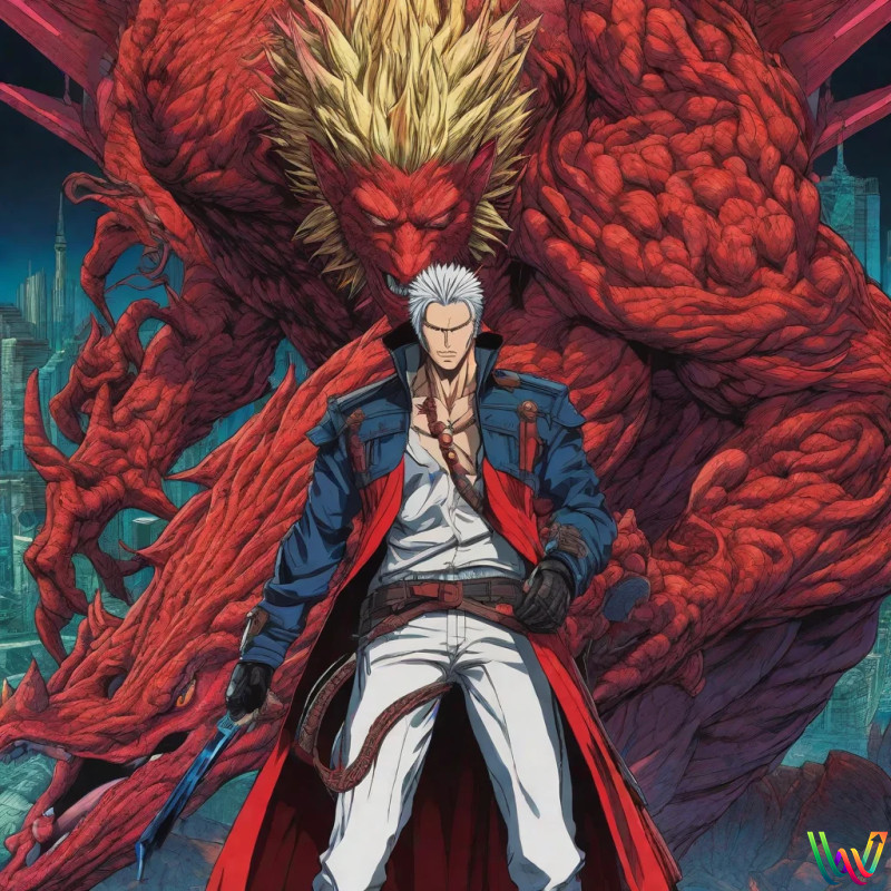 beautiful anime art of Dante from devil may cry by, Stable Diffusion